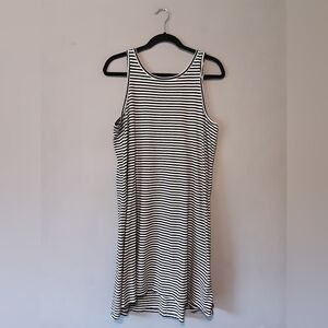 Old Navy Black & White Nautical Plus Size Swing Dress Lattice Back NWT